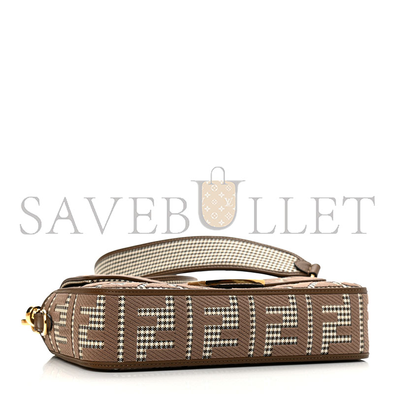 FENDI FF EMBROIDERED BAGUETTE BEIGE MORO (27*15*6cm)